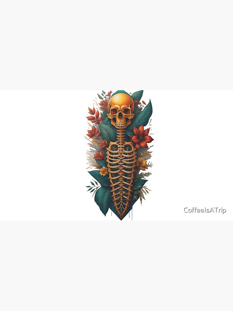 Floral Skeleton Art Halloween Fantasy Skull Ribcage Grateful Dead Illustration Grateful Dead Dad Hat | Redbubble