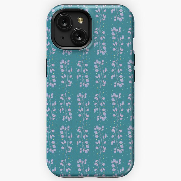Minimalistic teal and purple floral pattern iPhone Tough Case