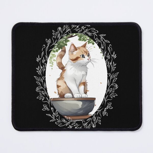 Item preview, Cat bonsai - Tranquil Bonsai Kitty in Japanese Art - Vintage Frames Floral Ornate Portrait Oval White designed and sold by Mechanical-Artt.
