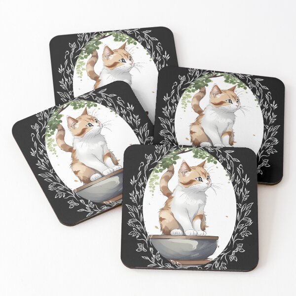 Item preview, Cat bonsai - Tranquil Bonsai Kitty in Japanese Art - Vintage Frames Floral Ornate Portrait Oval White designed and sold by Mechanical-Artt.