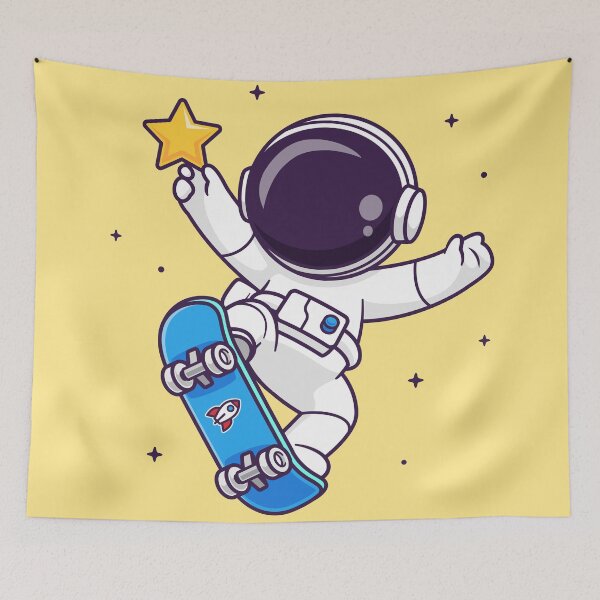 Item preview, Starry Skateboarder: Cute Astronaut Shredding with a Star in Cartoon Vector Icon designed and sold by hjian8219.