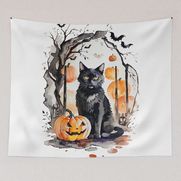 Item preview, Happy Halloween Black Cat Watercolor designed and sold by WLHmedia.com .