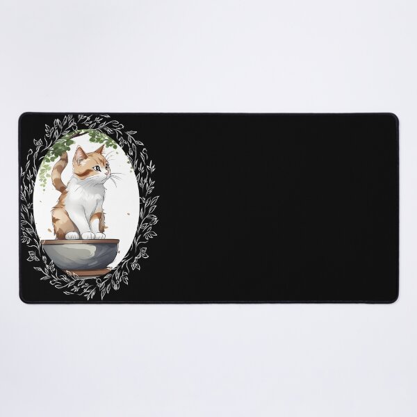Item preview, Cat bonsai - Tranquil Bonsai Kitty in Japanese Art - Vintage Frames Floral Ornate Portrait Oval White designed and sold by Mechanical-Artt.