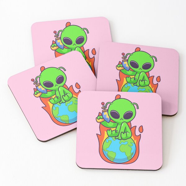 Item preview, Cosmic Conqueror: Cute Alien with Space Gun Aiming at Earth in Cartoon Vector Icon" designed and sold by hjian8219.