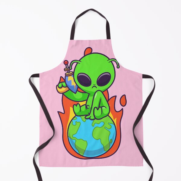 Item preview, Cosmic Conqueror: Cute Alien with Space Gun Aiming at Earth in Cartoon Vector Icon" designed and sold by hjian8219.