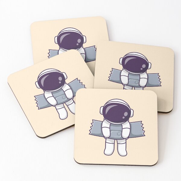 Item preview, Sticky Situation: Cute Astronaut Hanging on Wall with Tape in Cartoon Vector Icon designed and sold by hjian8219.