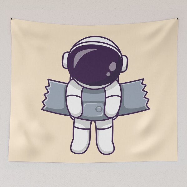 Item preview, Sticky Situation: Cute Astronaut Hanging on Wall with Tape in Cartoon Vector Icon designed and sold by hjian8219.