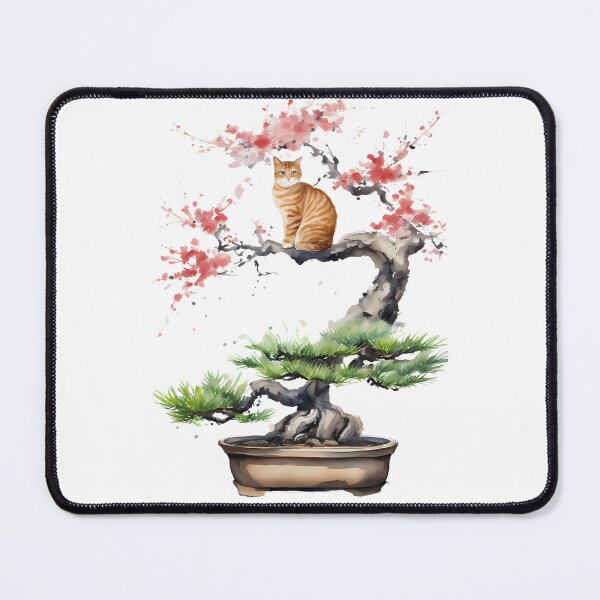 Item preview, Cat bonsai - Whimsical Bonsai Cat Illustration designed and sold by Mechanical-Artt.