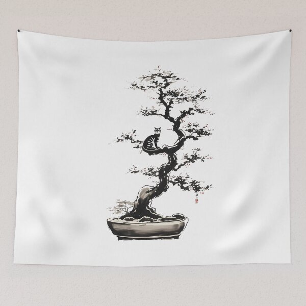 Item preview, Cat bonsai - Bonsai Cat Watercolor Painting designed and sold by Mechanical-Artt.