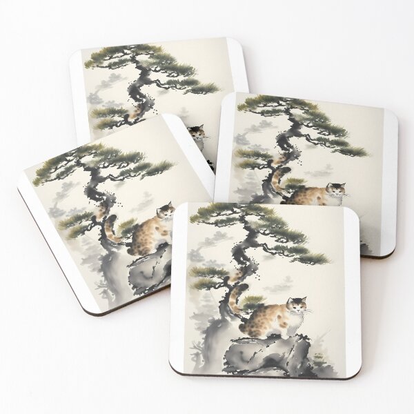 Item preview, Cat bonsai - Japanese Artwork with Bonsai Kitten designed and sold by Mechanical-Artt.