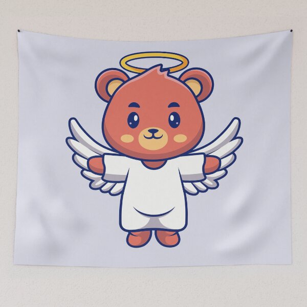 Item preview, Heavenly Holiday: Cute Angel Bear Takes Flight in Cartoon Vector Icon designed and sold by hjian8219.