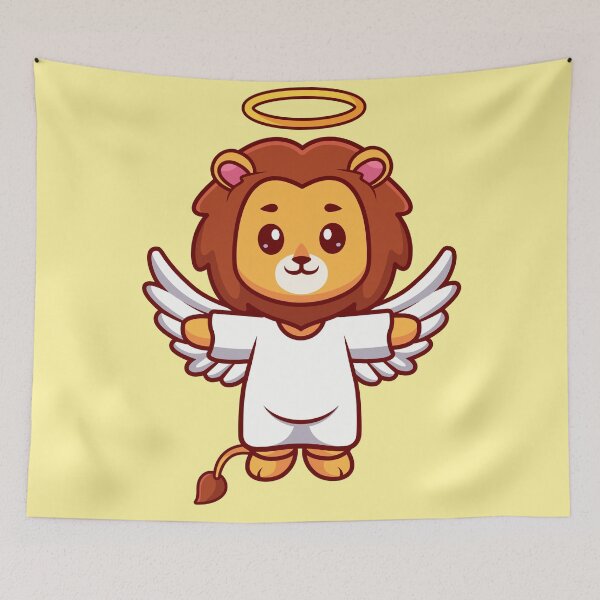 Item preview, Heavenly Soar: Cute Angel Lion Takes Flight in Cartoon Vector Icon" designed and sold by hjian8219.