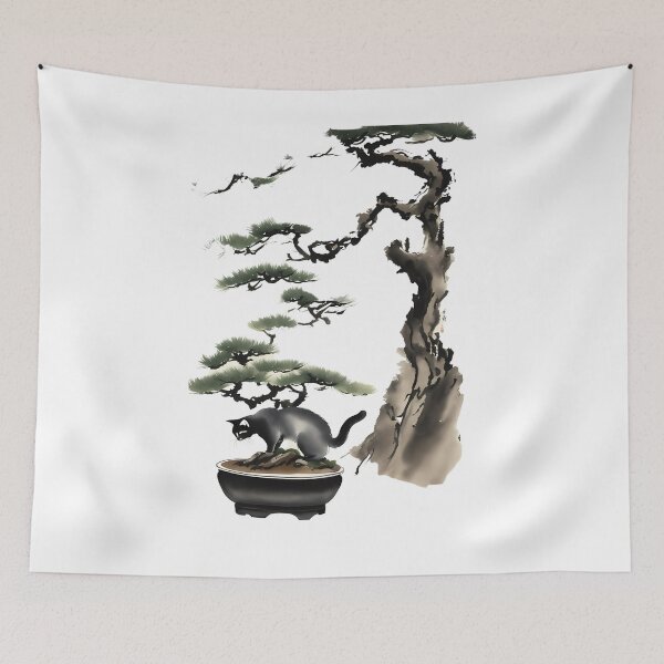 Item preview, Cat bonsai - Kitty and Bonsai Tree Art designed and sold by Mechanical-Artt.