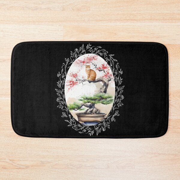 Item preview, Cat bonsai - Whimsical Bonsai Cat Illustration - Vintage Frames Floral Ornate Portrait Oval White designed and sold by Mechanical-Artt.