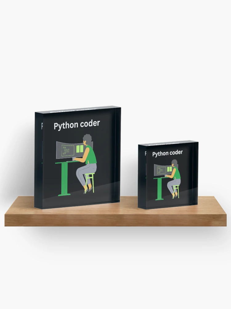 Thumbnail 3 of 5, Acrylic Block, python coder design for programmers. designed and sold by Arulsanthosh.