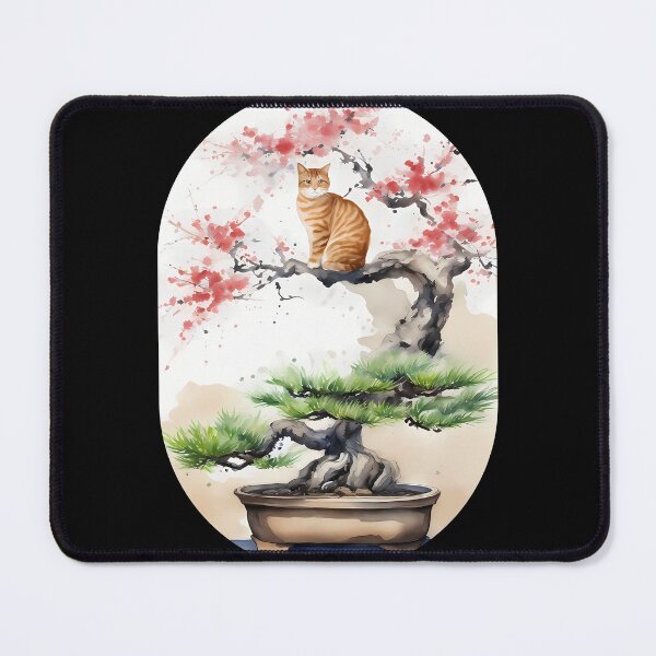 Item preview, Cat bonsai - Whimsical Bonsai Cat Illustration - Simple Round Corner Rectangle Frame designed and sold by Mechanical-Artt.