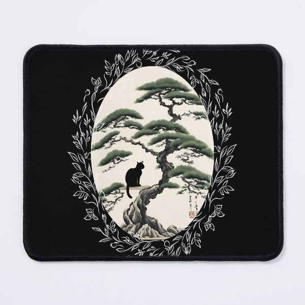 Item preview, Cat bonsai - Zen Feline in Bonsai Tree Art - Vintage Frames Floral Ornate Portrait Oval White designed and sold by Mechanical-Artt.