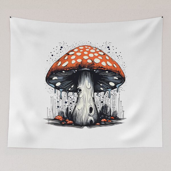 Item preview, Vintage Mushroom Halftone Black designed and sold by Lobory.