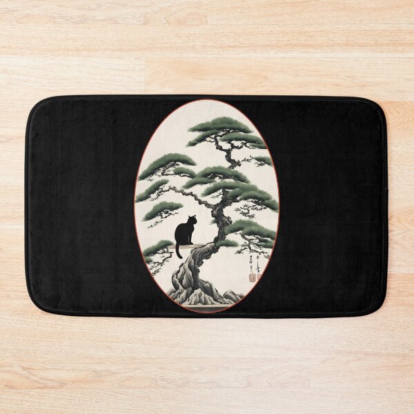 Item preview, Cat bonsai - Zen Feline in Bonsai Tree Art - Oval Frame with Red Border designed and sold by Mechanical-Artt.