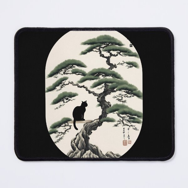 Item preview, Cat bonsai - Zen Feline in Bonsai Tree Art - Simple Round Corner Rectangle Frame designed and sold by Mechanical-Artt.