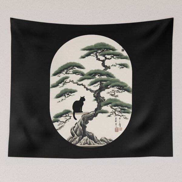 Item preview, Cat bonsai - Zen Feline in Bonsai Tree Art - Simple Round Corner Rectangle Frame designed and sold by Mechanical-Artt.