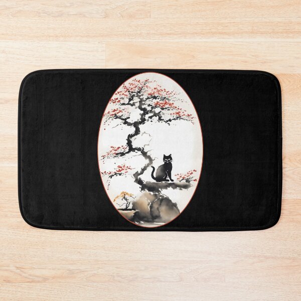 Item preview, Cat bonsai - Kitty in Tranquil Bonsai Garden - Oval Frame with Red Border designed and sold by Mechanical-Artt.