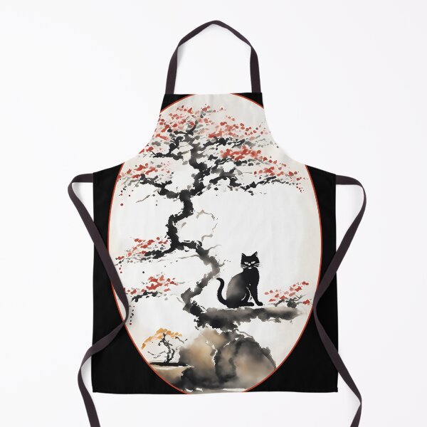 Item preview, Cat bonsai - Kitty in Tranquil Bonsai Garden - Oval Frame with Red Border designed and sold by Mechanical-Artt.