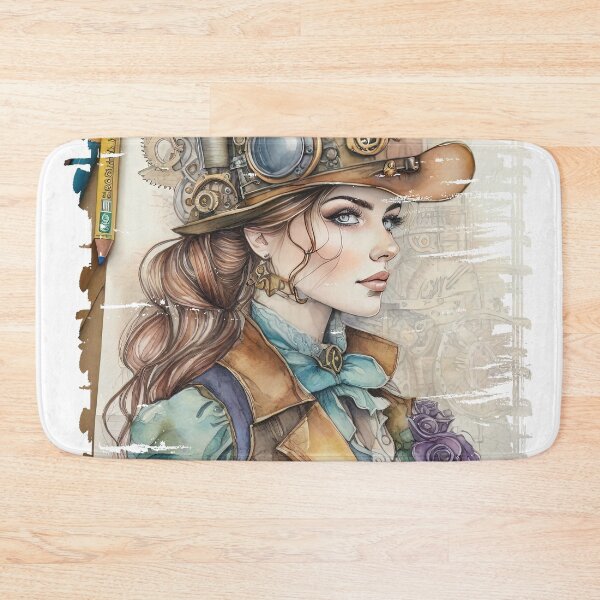 Item preview, Vintage steampunk girl with a beautiful face, watercolor art style mixed with colored pencils. designed and sold by Natcharee.