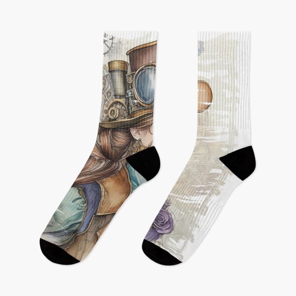 Item preview, Vintage steampunk girl with a beautiful face, watercolor art style mixed with colored pencils. designed and sold by Natcharee.