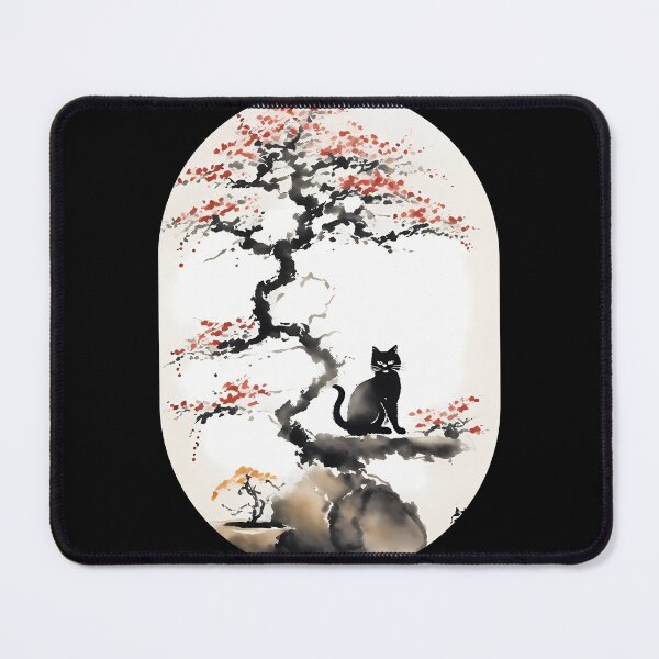 Item preview, Cat bonsai - Kitty in Tranquil Bonsai Garden - Simple Round Corner Rectangle Frame designed and sold by Mechanical-Artt.
