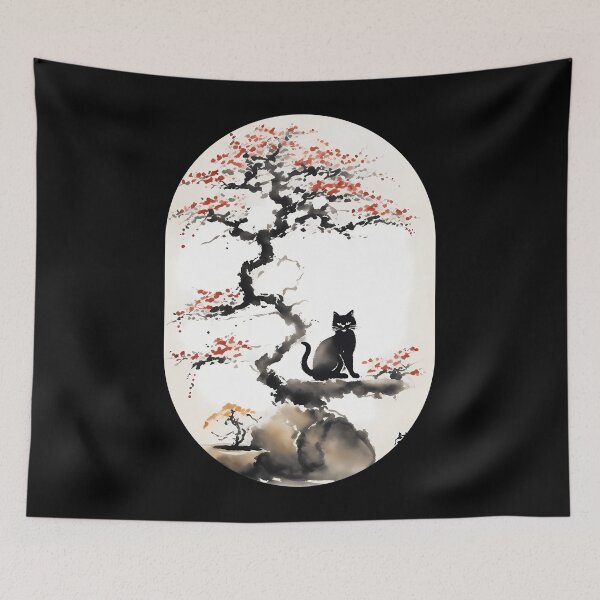 Item preview, Cat bonsai - Kitty in Tranquil Bonsai Garden - Simple Round Corner Rectangle Frame designed and sold by Mechanical-Artt.
