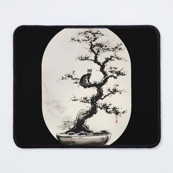 Item preview, Cat bonsai - Bonsai Cat Watercolor Painting - Simple Round Corner Rectangle Frame designed and sold by Mechanical-Artt.