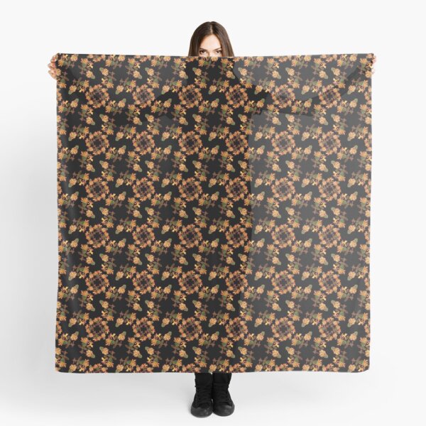 Honeysuckle Pattern - Black, Red, Yellow Scarf