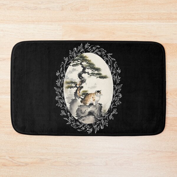 Item preview, Cat bonsai - Japanese Artwork with Bonsai Kitten - Vintage Frames Floral Ornate Portrait Oval White designed and sold by Mechanical-Artt.