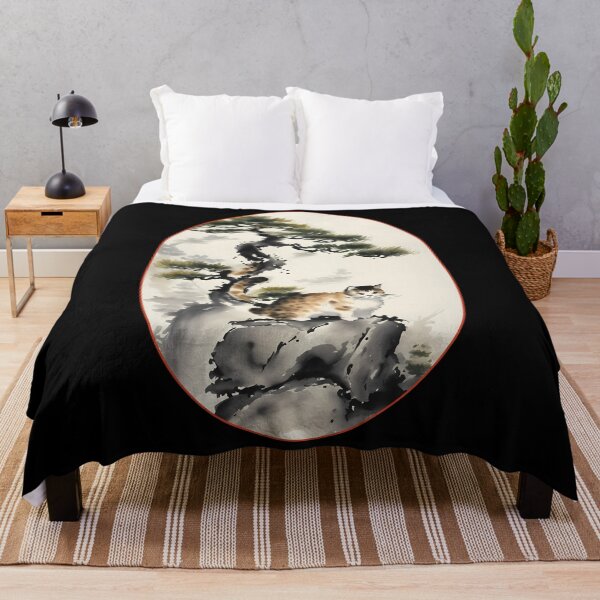 Item preview, Cat bonsai - Japanese Artwork with Bonsai Kitten - Oval Frame with Red Border designed and sold by Mechanical-Artt.