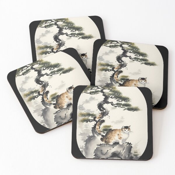 Item preview, Cat bonsai - Japanese Artwork with Bonsai Kitten - Simple Round Corner Rectangle Frame designed and sold by Mechanical-Artt.