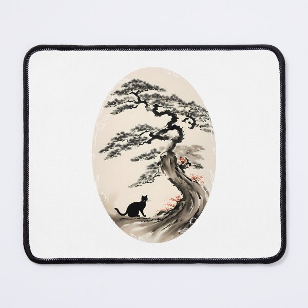 Item preview, Cat bonsai - Whimsical Bonsai Cat Illustration designed and sold by Mechanical-Artt.