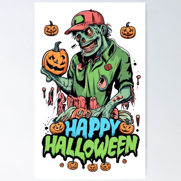 Item preview, Happy Halloween Zombie Tee: A Ghoulishly Good Time! designed and sold by pavelrmata.