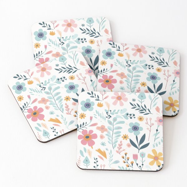 Item preview, Teal, Pink, and Yellow Bohemian Floral Pattern designed and sold by ArcaneInk Graphics.