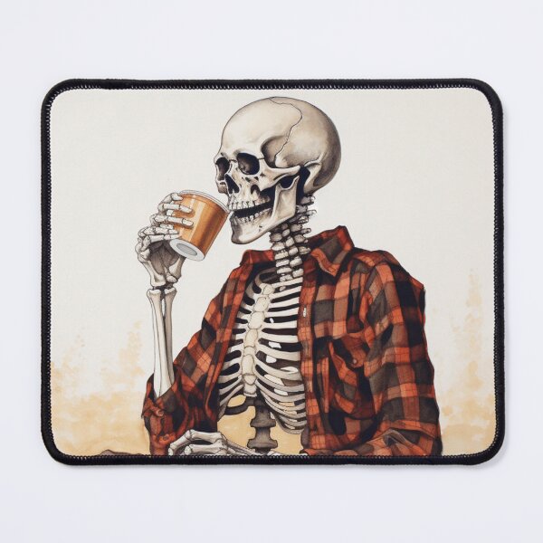 Item preview, Coffee Drinking Halloween Skeleton designed and sold by Brainless Art.