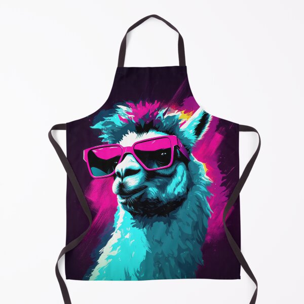 Artikelvorschau, Lama mit leuchtend blauer und rosa Sonnenbrille entworfen und verkauft von MagicColorPrint.