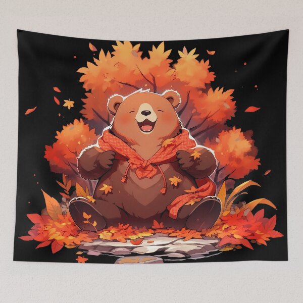 Item preview, Happy Brown Bear with Picnic Mantel Cape designed and sold by InkedBeasts.