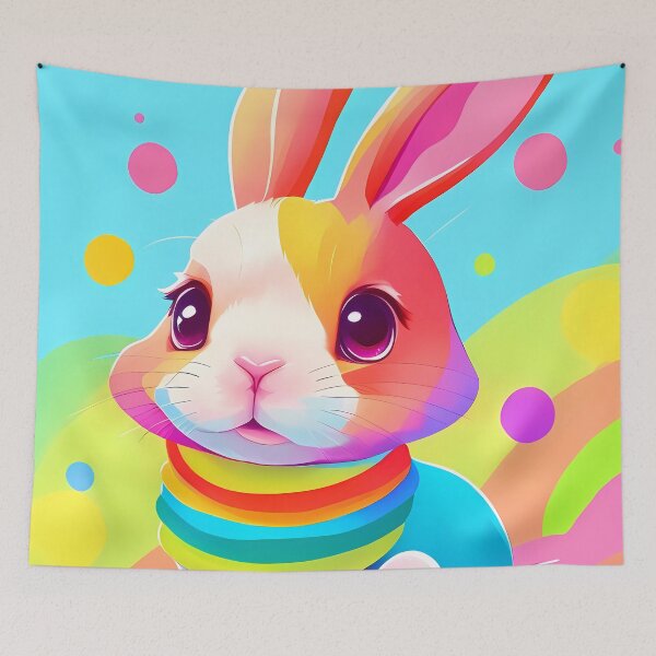 Item preview, colorful Adorable Mini Rex Rabbit designed and sold by purrfect pattern.