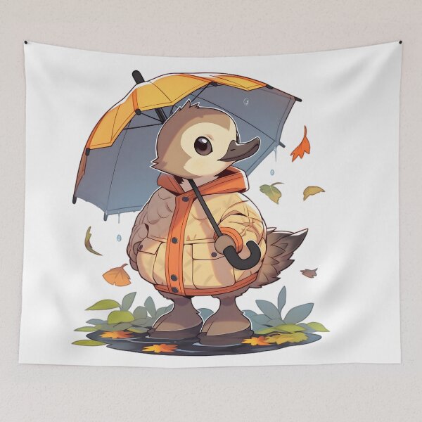 Item preview, Stylish Gosling with Fall Jacket and Umbrella designed and sold by InkedBeasts.