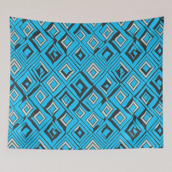 Item preview, Blue and black geometric, 70s glam, retro designed and sold by CoolPixels.