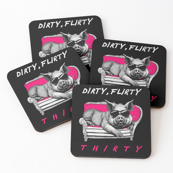 Item preview, Dirty Flirty Thirty - Vintage Retro Pig designed and sold by Hugo Bloke.