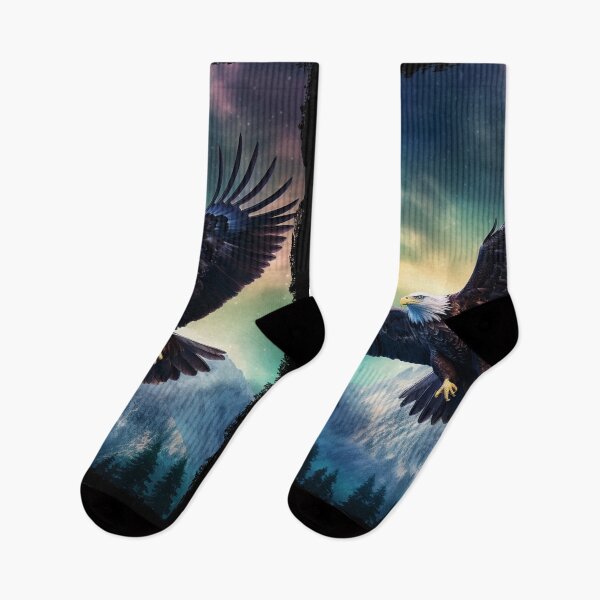 Item preview, Eagle Northern Light Aurora Borealis Scenery Mountains Rivers Trees designed and sold by NLTees.