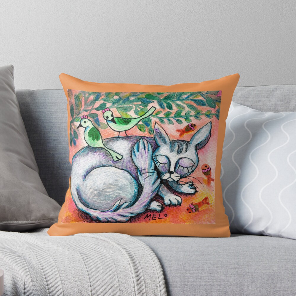 Sleepy Cat Throw Pillow