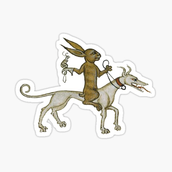 Artikel-Vorschau von Seltsames mittelalterliches Kaninchen, das auf einem Hund reitet, designt und verkauft von elinaarbidane.