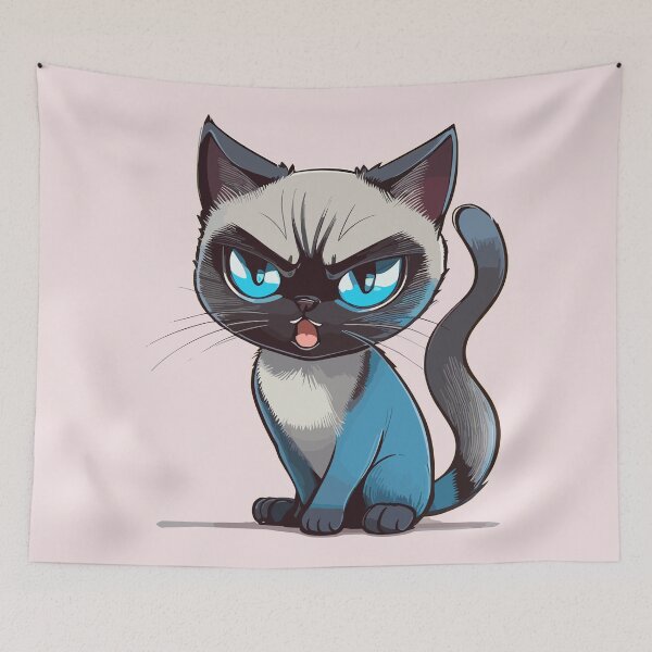 Item preview, Angry little Siamese Cat - vanila pink designed and sold by purrfect pattern.